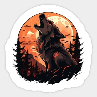 howling wolf Sticker